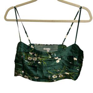 Reformation Forest green Shasta Daisy smocking back tube top 10